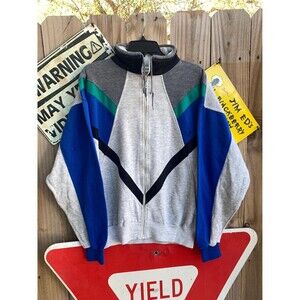 Vintage 80s Pierre Cardin Full Zip Color Block track Sweatshirt Size XL